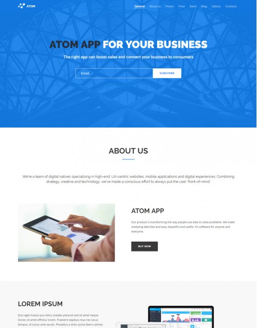 Template HTML5 Negócios e Corporativos One Page Atom