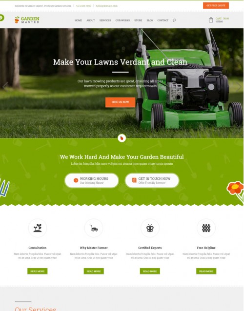 Template HTML5 Jardinagem, Multi Page Garden Master