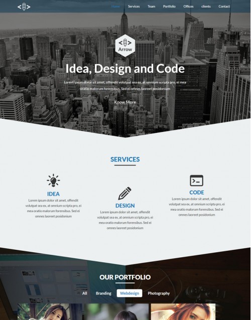 Template HTML5 Web design e negócios Arrow One Page