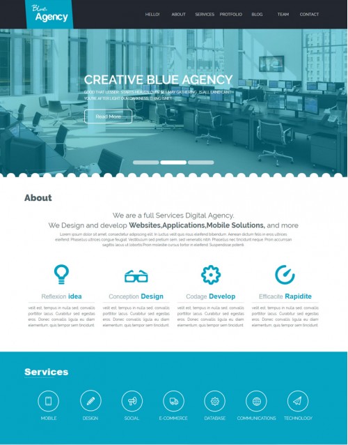 Template HTML5 Agência de Publicidade One Page Blue Agency
