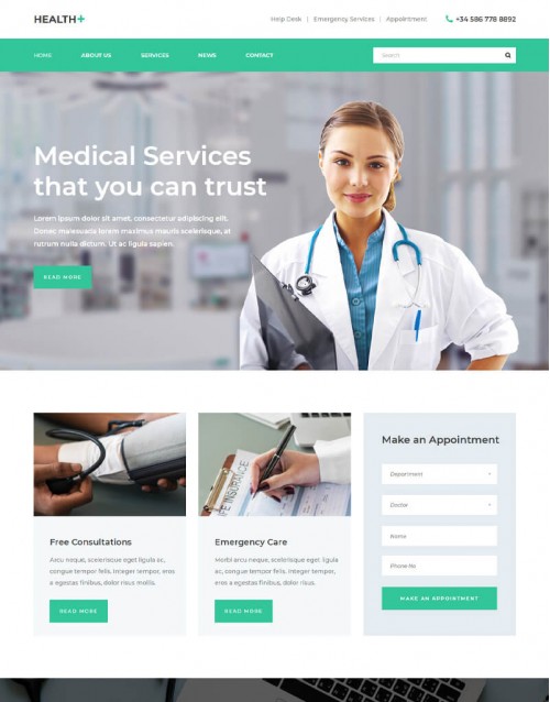 Template HTML5 Site para Consultórios, Multi-Page Health+