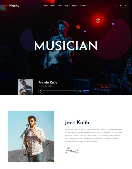 Template HTML5 Site para Bandas, Multi-Page Musico