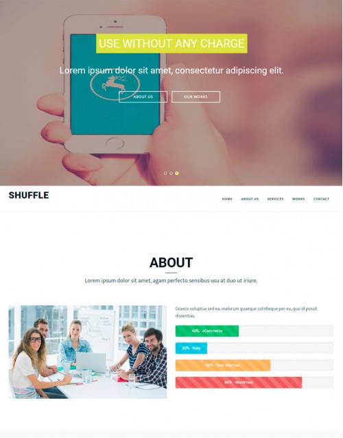 Template HTML5 Site para Web Design, One Page Shuffle