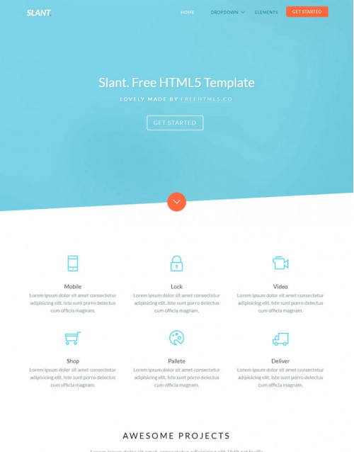 Template HTML5 Site para Web Design, Multi-Page Slant