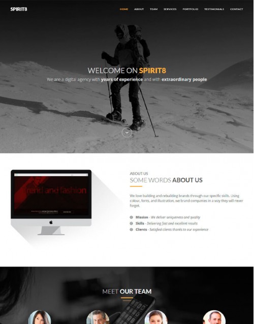 Template HTML5 Site para Web Design, One Page Spirit8