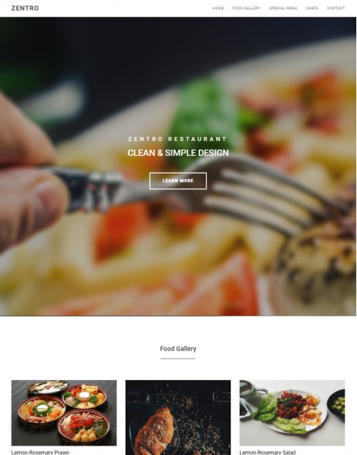 Template HTML5 Site para Restaurantes e Pizzarias, One Page Zentro