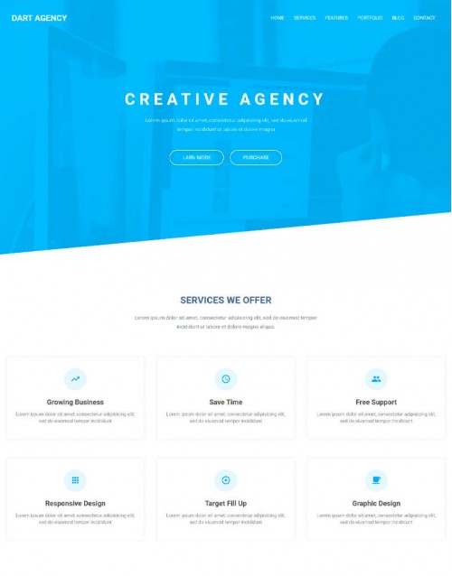 Template HTML5 Site para Landing Page, One Page Dart Agency