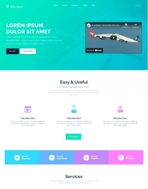 Template HTML5 Site para Landing Page, One Page Dart Service
