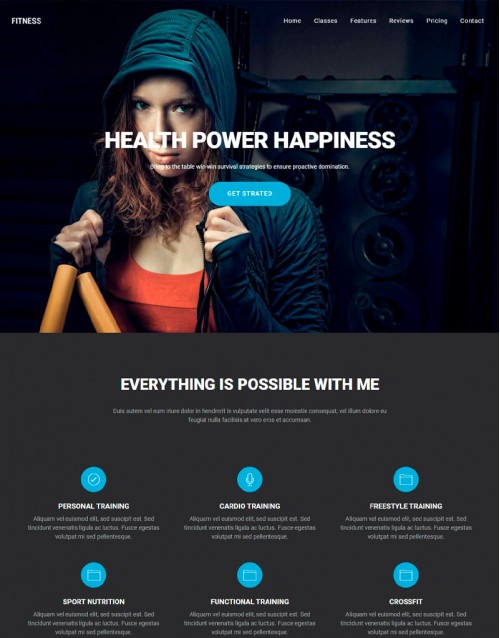 Template HTML5 Site para Academia, One Page Fitness